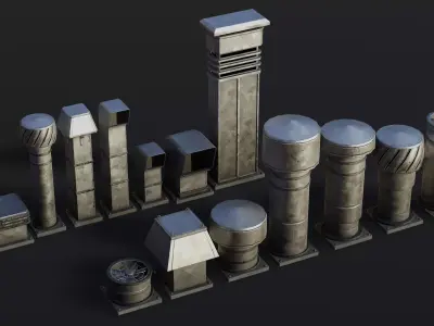 Roof Vent Props Pack - Optimized Game Ready 3D Models Low-poly 3D model