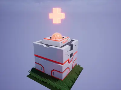 Stylized sci-fi medical crate Low-poly 3D model