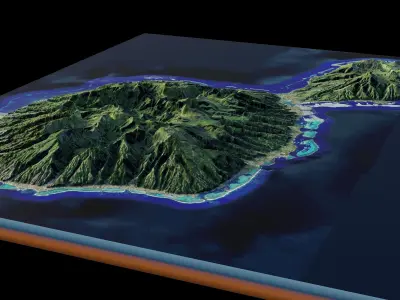 Tahiti island full 3d model terrain 3D model