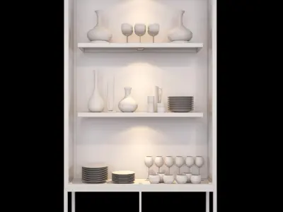 Shelf 3D model two display cases with glass doors 3D model
