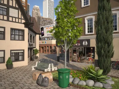 Skyscraper City Low-poly 3D model