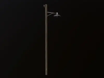 Wooden light pole 3D Model Low-poly 3D model