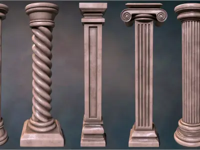 Columns Maker 130 OBJs and 131 IMM ZBrush brushes 3D model