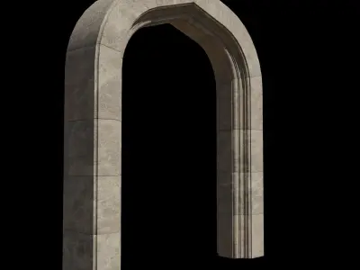 Gothic Stone Doorwall low-poly PBR 4k Free low-poly 3D model