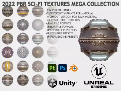 2022 MEGA SCIFI TEXTURES COLLECTION 3D Model Pack