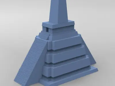 Aztec pyramid low poly 3D model