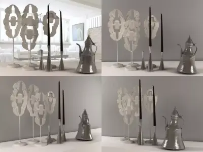 Set vases and candlesticks 3D model