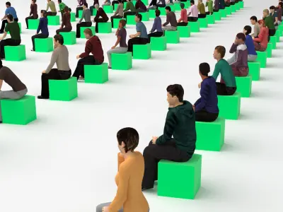  Low Poly Rigged and Animated Sitting People Pack - 200 Pieces 