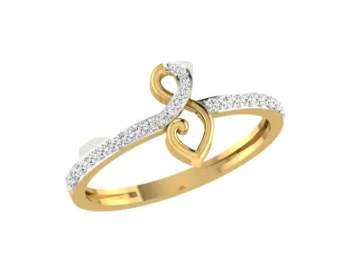 Light Weight Yellow Gold Diamond Ring  -EZ R-123 3D print model