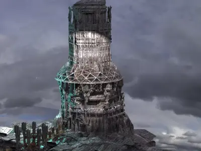 Necro underworld sci fi colony tower  3D model