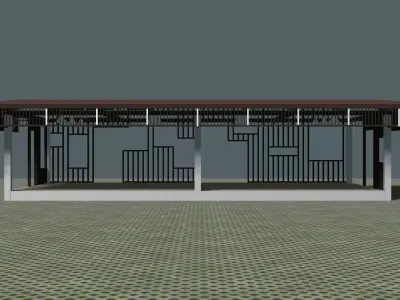 Outdoor pergola 3D model