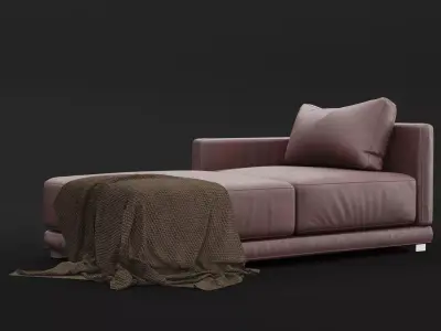 Daybed 1 couch with blanket 3D model