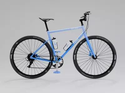Gravel Bike Blue Gradient Frame with Bar Ends Royalty-Free Brand 3D model