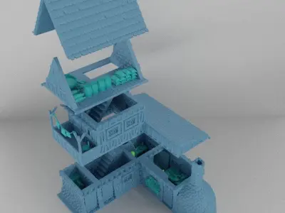 Medieval Bakery Tabletop Terrain 25 mm 3D print model