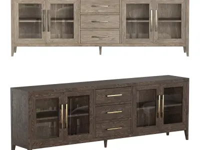 FRENCH CONTEMPORARY GLASS 4-DOOR SIDEBOARD WITH DRAWERS 3D model