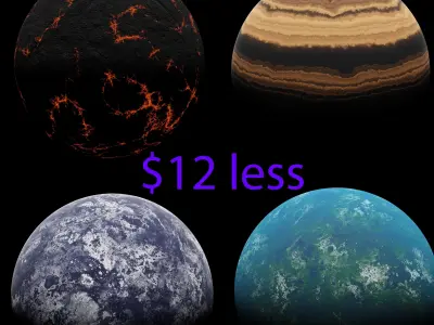 4 Planets Pack 3D model