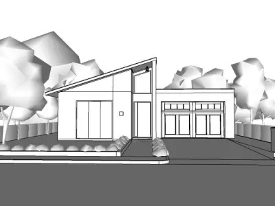 architectural 3d model for single floor house 3D model 2 3D model