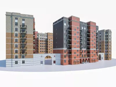 Apartment Buildings 02  Low-poly 3D model