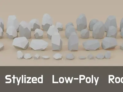 Stylized Low-Poly Rock Pack 19 Game-Ready Assets Low-poly 3D model
