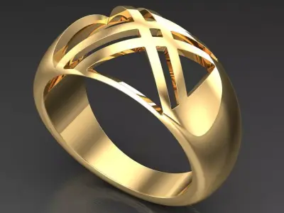 Light Gold Diamond Men Ring 2MR091 3D model