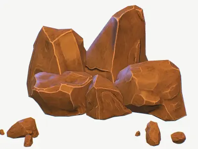 Cartoon Rock Pack Low-poly 3D model