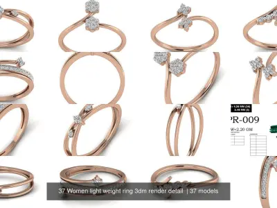 37 Women light weight ring 3dm render detail  3D Model Pack