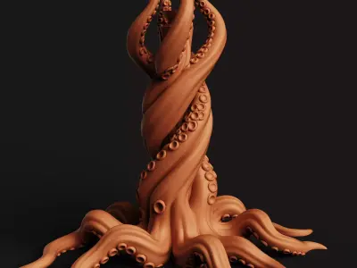 Kraken Tentacle Lamp Stand  Cthulhu Octopus Light Base 3D print model