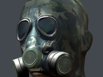 Gas mask helmet 3d model military combat Low-poly Low-poly 3D model