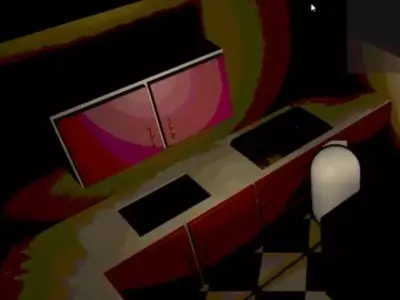 candle kitchen with checkered floor Free 3D model