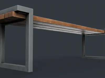 Modern Outdoor Bench 22 PBR Game Ready Low-poly 3D model