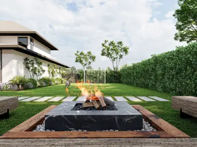 3D Exterior Scene 3D model design garden and landscape 3D model shop