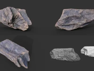9 Simple Realistic Rocks - 250623 Low-poly 3D model