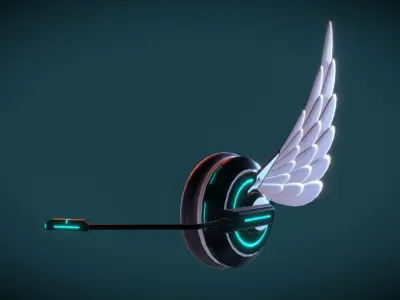 Wing Headphone Low-poly 3D model