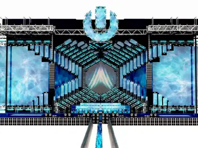 UMF Ultra Music Festival Miami Main Stage 2018 With Pioneer DJM Low-poly 3D model