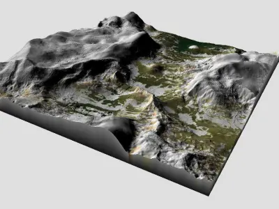 Detailed Snow Mountain Model Low-poly 3D model