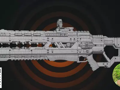 Rigged Sci-Fi Railgun Black Edition 3D model