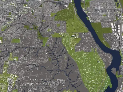 Portland 50x50km 3D City Map 3D model