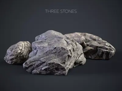 3 STONES SET three Low-poly 3D model