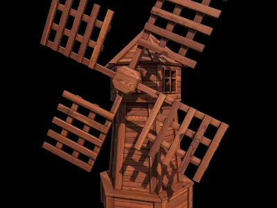 Garden decorative wooden mill 3D model