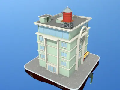 motel building Low-poly 3D model