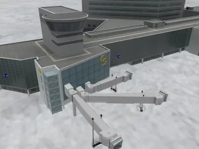 EDDF Terminal 2 Low-poly 3D model