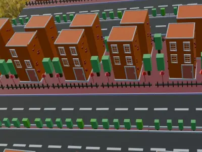 3d Town Model For 3d Cartoon Animation Low-poly 3D model