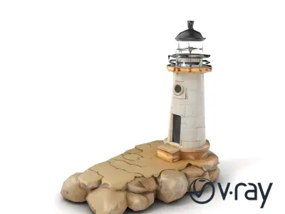 Cracked Coastal Lighthouse model pack Low-poly 3D model
