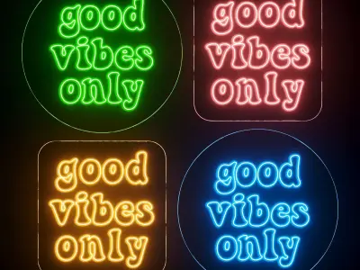 Good Vibes Neon Sign 3D model