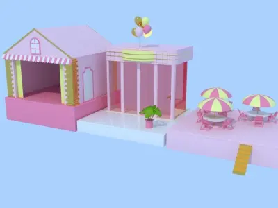 Theater  Store 3d model Cartoon 3D model