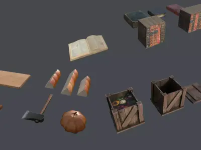 Modular Medieval Interior pack Low-poly 3D model