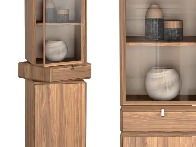 TEOREMA two wooden cabinets with glass doors 3D model
