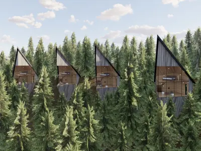 Modern Tree House Low-poly 3D model