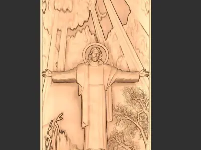 church door jesus open arms 3D print model