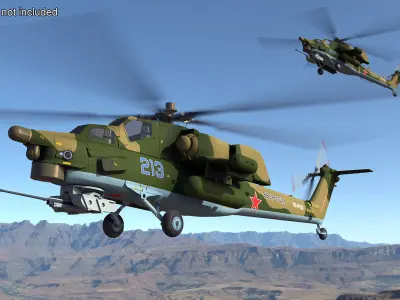  Combat Helicopter Mi-28 Rigged for Maya 